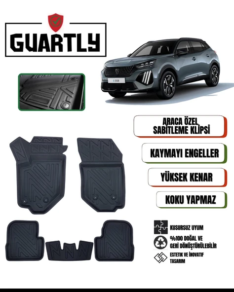 Guartly Peugeot (2008) 2019 ve Sonrası Araca Özel Premium 4d Havuzlu Paspas Takımı
