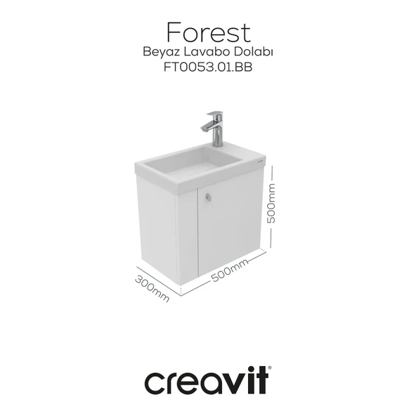 Forest Lavabo Dolabı 50 cm Beyaz - Resim 2