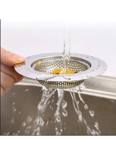 1 Adet Pratik Paslanmaz Çelik Lavabo Süzgeci 9 cm Çelik Mutfak Lavabo Süzgeci Evye Süzgeç - 5