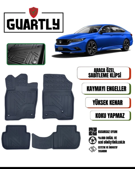 Guartly Honda Civic 2021 VE Sonrası Araca Özel Premium 4d Havuzlu Paspas Takımı