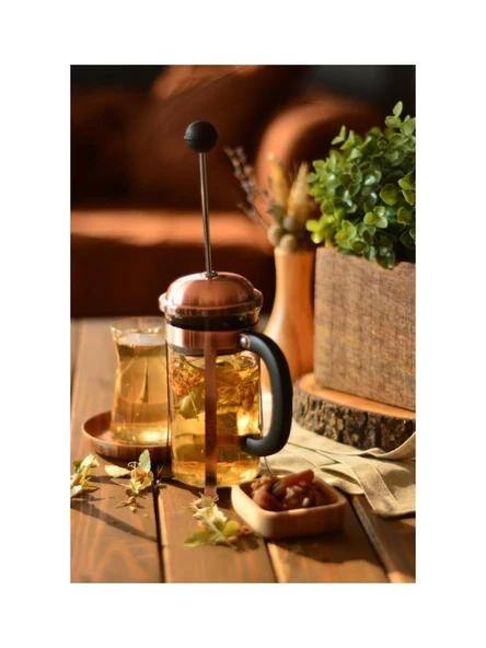 Metal French Press Bakır Renk 350 ML Bitki Çay Demleme Kupası 350 ML 9129 - 5