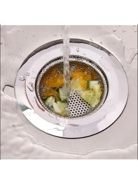 1 Adet Pratik Paslanmaz Çelik Lavabo Süzgeci 9 cm Çelik Mutfak Lavabo Süzgeci Evye Süzgeç - 3