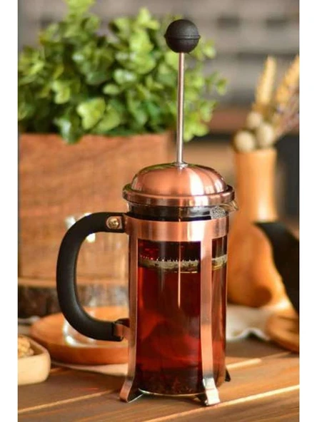 Metal French Press Bakır Renk 350 ML Bitki Çay Demleme Kupası 350 ML 9129 - 4