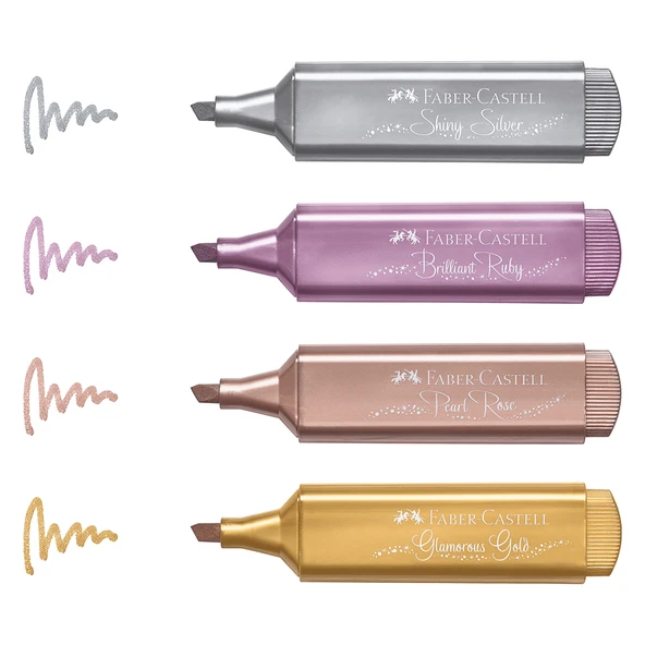 Faber Castell Metalik Renk Fosforlu Kalem 4 lü Paket 154640 ürün görseli