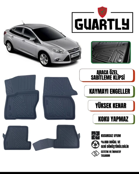 Guartly Ford Focus 2011-2014 Arası Araca Özel Premium 4d Havuzlu Paspas Takımı