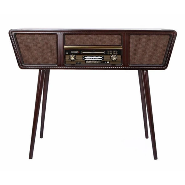 Gramofon Nostaljik Ahşap Standlı Pikap Plak Çalar Radyo Bluetooth Usb 100cm C0999 - 4