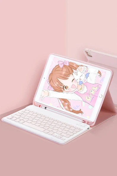 Litae Trend BFS iPad Pro 12.9 (2024) Kılıf KC01 Smart Klavyeli Tablet Kılıfı - Pembe ürün görseli 1