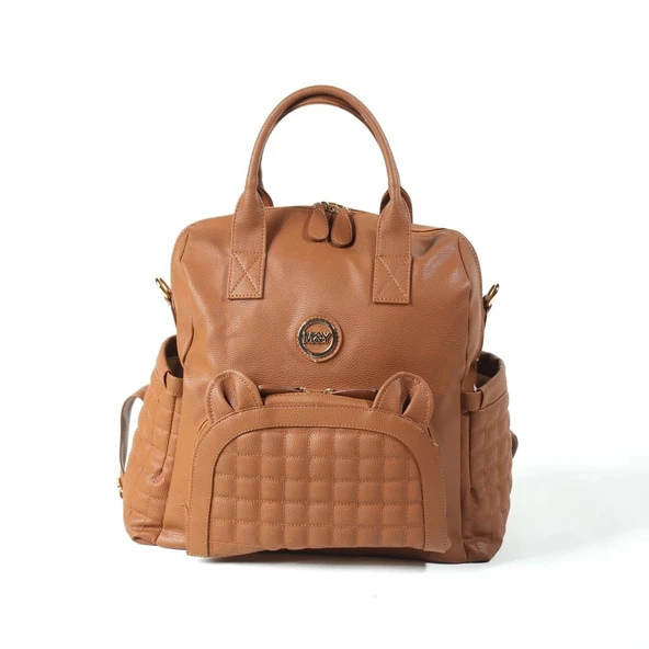 Kitty Deri Anne Bebek Bakım Sırt Çantası 7271 Taba