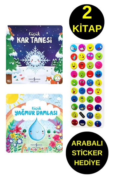 EMOJİLİ  STİCKER HEDİYE  - OKUL ÖNCESİ RESİMLİ KİTAPLAR  - KÜÇÜK KAR TANESİ - KÜÇÜK YAĞMUR DAMLASI ürün görseli