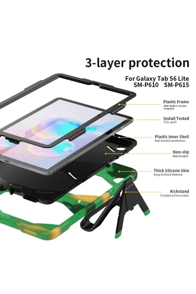 Litae Trend BFS  Samsung Galaxy T500 Tab A7 10.4 Kılıf Griffin Tablet Kapak - Kamuflaj - Resim 5