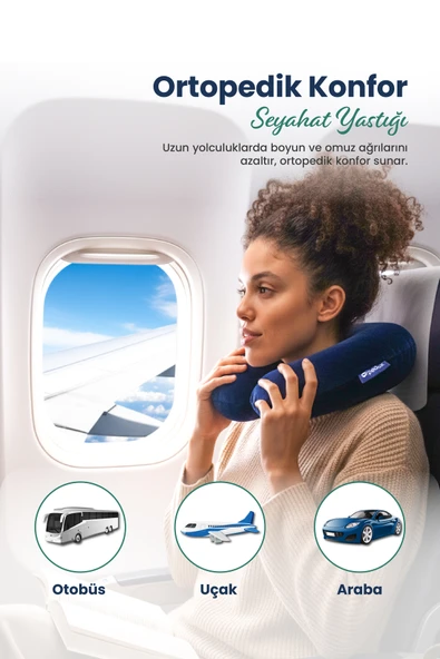 Ortopedik Seyahat Yastığı Visco Boyun Destekli Seyahat Yastığı - Lacivert