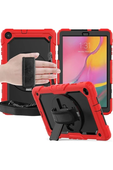 Litae Trend BFS  Samsung Galaxy T510 Tab A 10.1 Kılıf Pars Tablet Kapak - Kırmızı - Resim 4