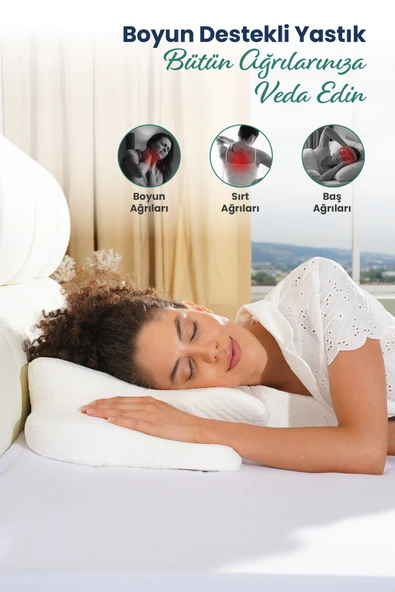 Ulralüks Boyun Destekli Visco Ortopedik Yastık - 68x39x13-11cm - 3