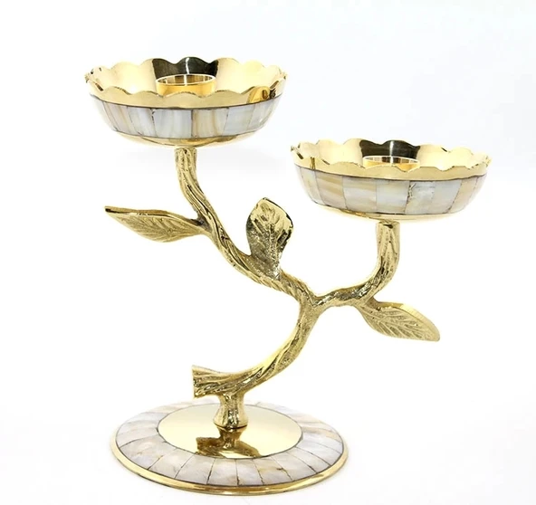 Pirinç Sedefli 2'li Şamdan 5934 ürün görseli 1