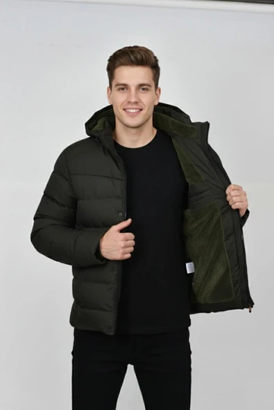 Erkek Kapüşonlu İç Kürklü Spor Mont 99528 BGL-ST04880 - Resim 9