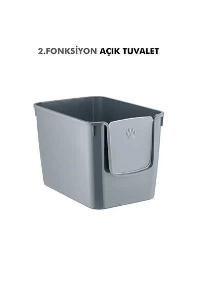 XL 3 Fonksiyonlu Premium Kapalı Kedi Tuvaleti ve Taşıma Çantası 56 x 40 x 43 Cm - Resim 3