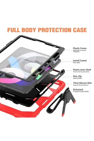 Litae Trend BFS  iPad Pro 11 (2020) Kılıf Griffin Tablet Kapak - Kırmızı - Resim 3