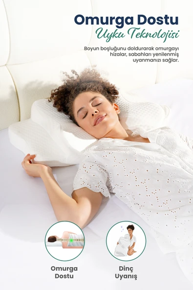 Ulralüks Boyun Destekli Visco Ortopedik Yastık - 68x39x13-11cm - 2