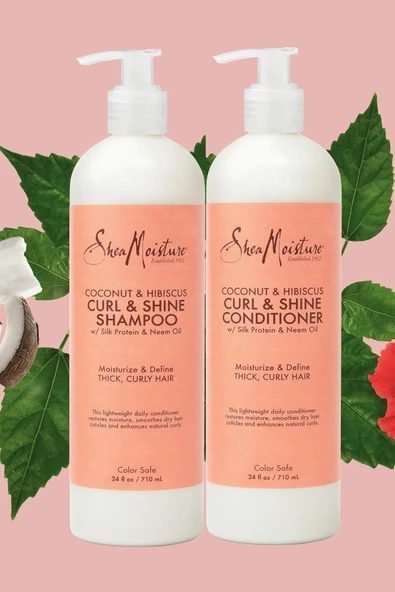 Shea Moisture Coconut & Hibiscus Şampuan ve Saç Kremi Set 2x710ML - Resim 4