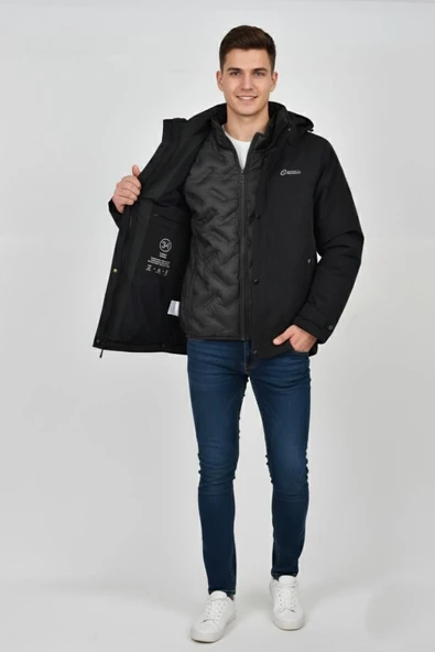 Erkek Kapüşonlu Spor Mont 2 Parça Regular Fit 3362 BGL-ST04898 - Resim 6