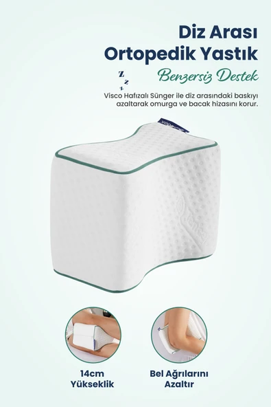 Bacak Arası Ortopedik Yastık Diz Arası Visco Yastık 25x19x14 Cm