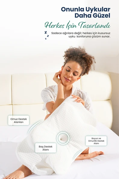 Ulralüks Boyun Destekli Visco Ortopedik Yastık - 68x39x13-11cm - 5