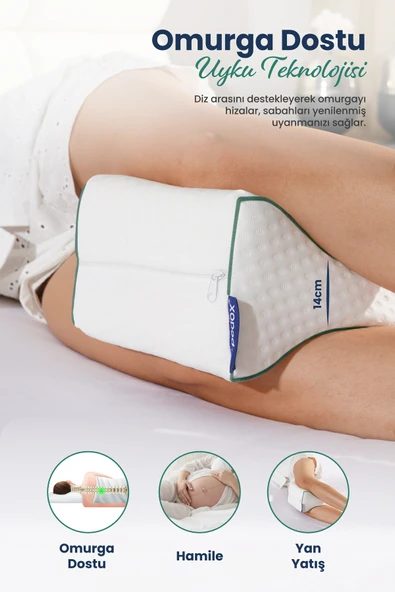 Bacak Arası Ortopedik Yastık Diz Arası Visco Yastık 25x19x14 Cm - 2