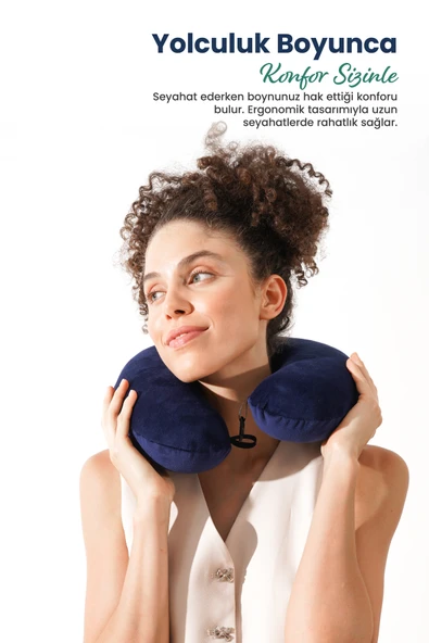 Ortopedik Seyahat Yastığı Visco Boyun Destekli Seyahat Yastığı - Lacivert - 4