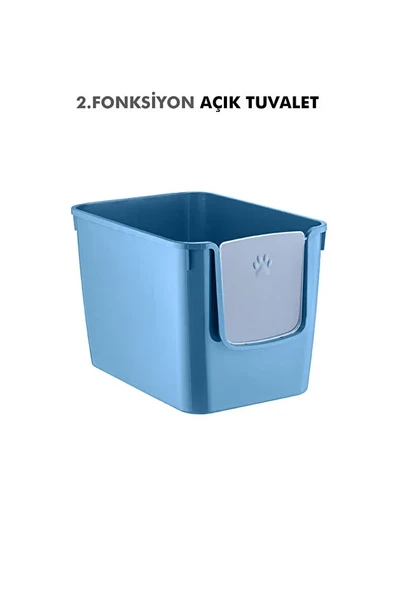 XL 3 Fonksiyonlu Premium Kapalı Kedi Tuvaleti ve Taşıma Çantası 56 x 40 x 43 Cm - Resim 3