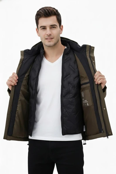 Erkek Kapüşonlu Spor Mont 2 Parça Regular Fit 3362 BGL-ST04898 - Resim 9