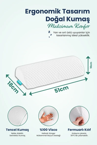 Çok Amaçlı Horlama Yastığı Visco Yastık 51x18x10 Cm - 7