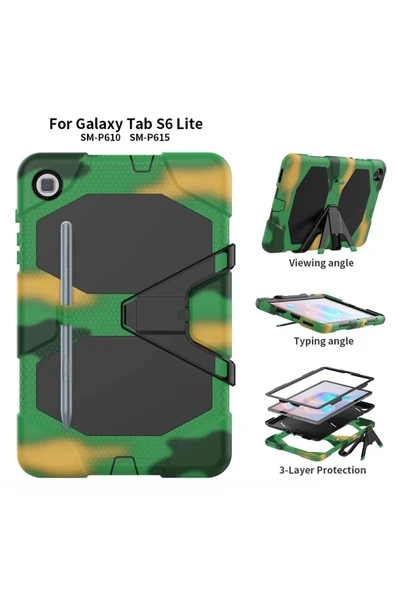 Litae Trend BFS  Samsung Galaxy P610 Tab S6 Lite 10.4 Kılıf Griffin Tablet Kapak - Kamuflaj - Resim 4