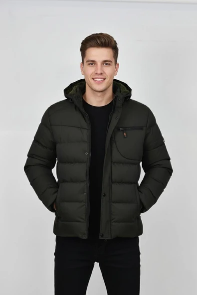 Erkek Kapüşonlu İç Kürklü Spor Mont 99528 BGL-ST04880 - Resim 2