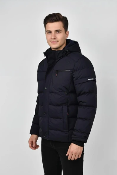 Erkek Kapüşonlu İç Kürklü Spor Mont 99528 BGL-ST04880 - Resim 4