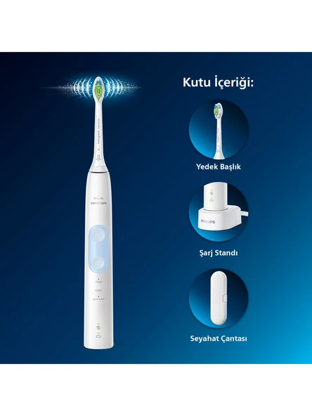 Philips Sonicare Protective Clean 5100 Şarjlı Diş Fırçası, Seyahat Kabı, Yedek Başlık - Beyaz HX6859/29 - Resim 2