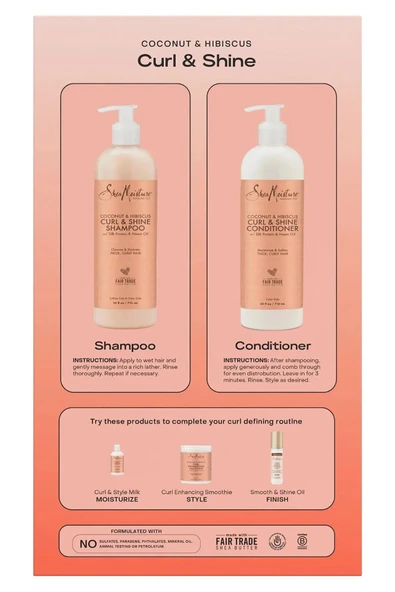 Shea Moisture Coconut & Hibiscus Şampuan ve Saç Kremi Set 2x710ML - Resim 3