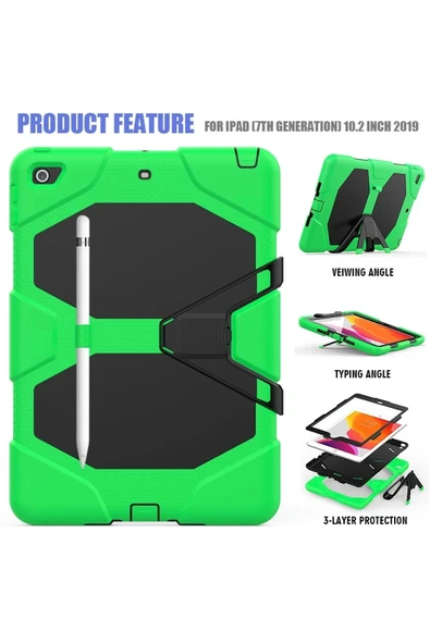 Litae Trend BFS  iPad 10.2 (7.nesil) Kılıf Griffin Tablet Kapak - Yeşil - Resim 3