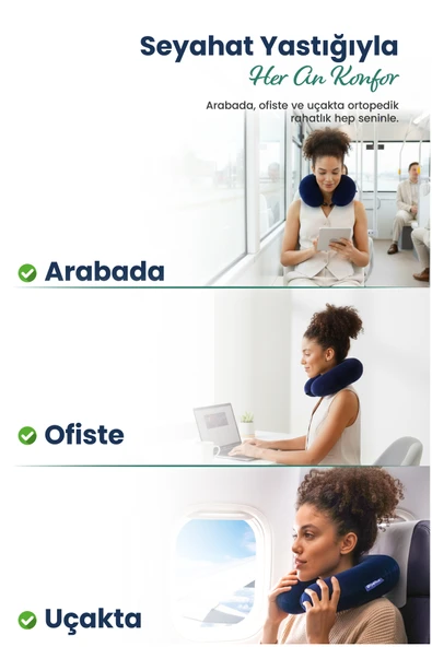 Ortopedik Seyahat Yastığı Visco Boyun Destekli Seyahat Yastığı - Lacivert - 5