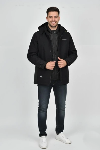 Erkek Kapüşonlu Spor Mont 2 Parça Regular Fit 3362 BGL-ST04898 - Resim 4