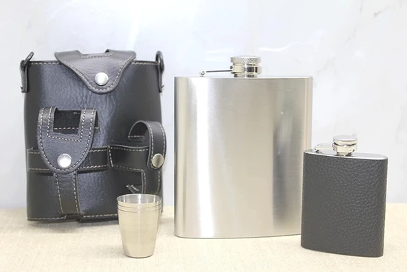 Deri Kılıflı Matara Seti Alk3930 ürün görseli 1