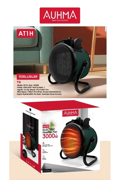 Ultra Güçlü 3000 Watt Taşınabilir Elektrikli Portatif Isıtıcı Soba Sıcak Hava Üfleyen Fan Radyatör - Resim 5