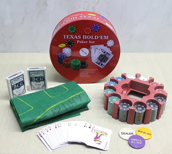 Metal Kutulu 240 Chip Ve 2 Adet İskambil  Kağit Setine Sahip Poker Oyunu Alk3539 ürün görseli