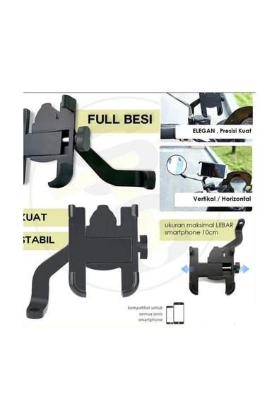 Alüminyum Gövdeli Metal Ayna Bağlantılı Motosiklet Telefon Tutucu 7 İnç Xl - Resim 3