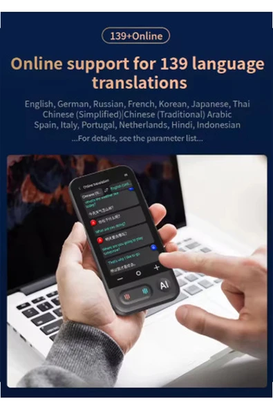Kameralı 140 Dilde Wifi Özellikli Translator Elektronik Çeviri Cihazı Türkçe Menü - Resim 4