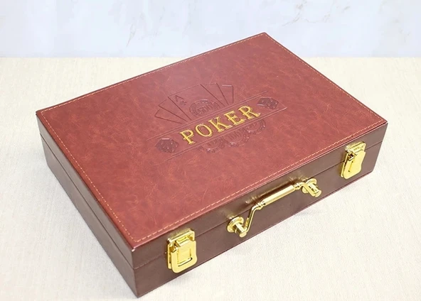 Deri Çantalı 200 Chip Ve 2 Adet İskambil Kağitına Sahip Poker Oyunu Alk4229 - Resim 2