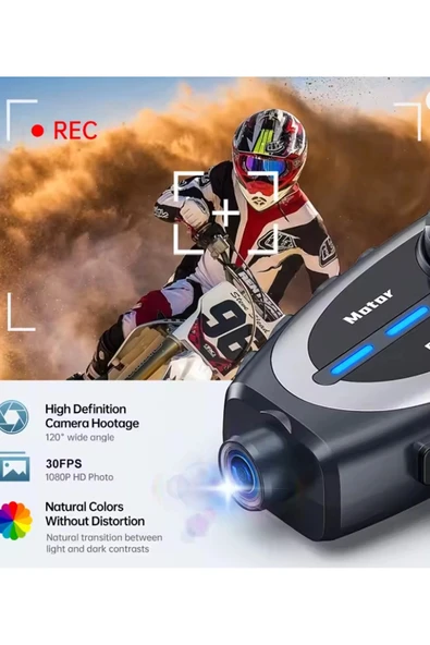 Q29 Motosiklet Kask Bluetooth Kulaklık Eşleşmeli 1080p Kamera Geniş Açı Su Geçirmez Intercom - Resim 4