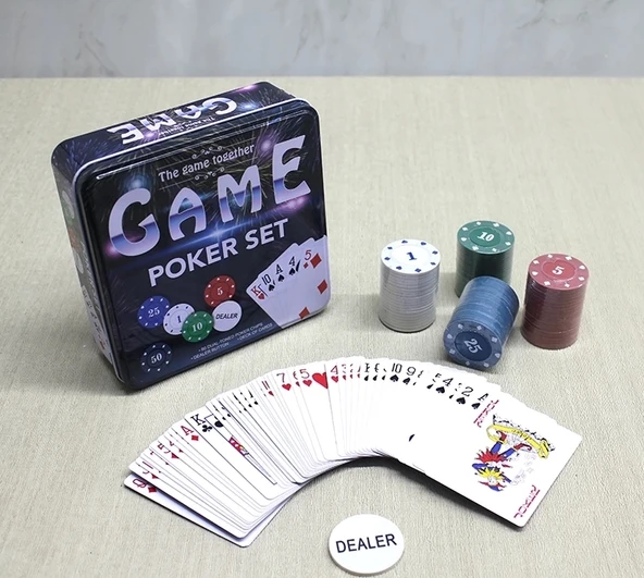 Metal Kutulu 80 Chip Ve 1 Adet İskambil  Kağit Setine Sahip Poker Oyunu Alk3534 ürün görseli