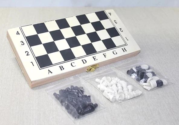 Ahşap Kutulu Satranç Ve Tavla Seti Alk4025 ürün görseli