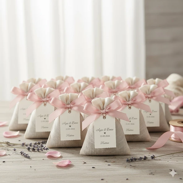 Kişiye Özel Dügün,Nişan,Kına,6 Ay Kınası,Söz Özel Gün Dağıtmalık Toptan Lavanta Kesesi 10 Adet - Resim 4