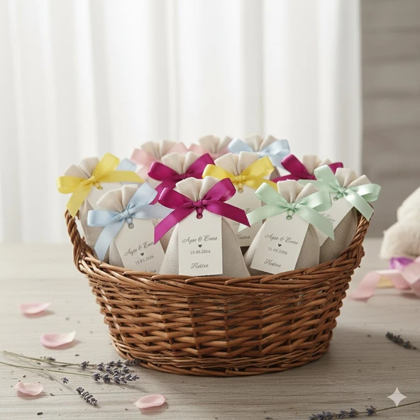 Kişiye Özel Dügün,Nişan,Kına,6 Ay Kınası,Söz Özel Gün Dağıtmalık Toptan Lavanta Kesesi 10 Adet ürün görseli